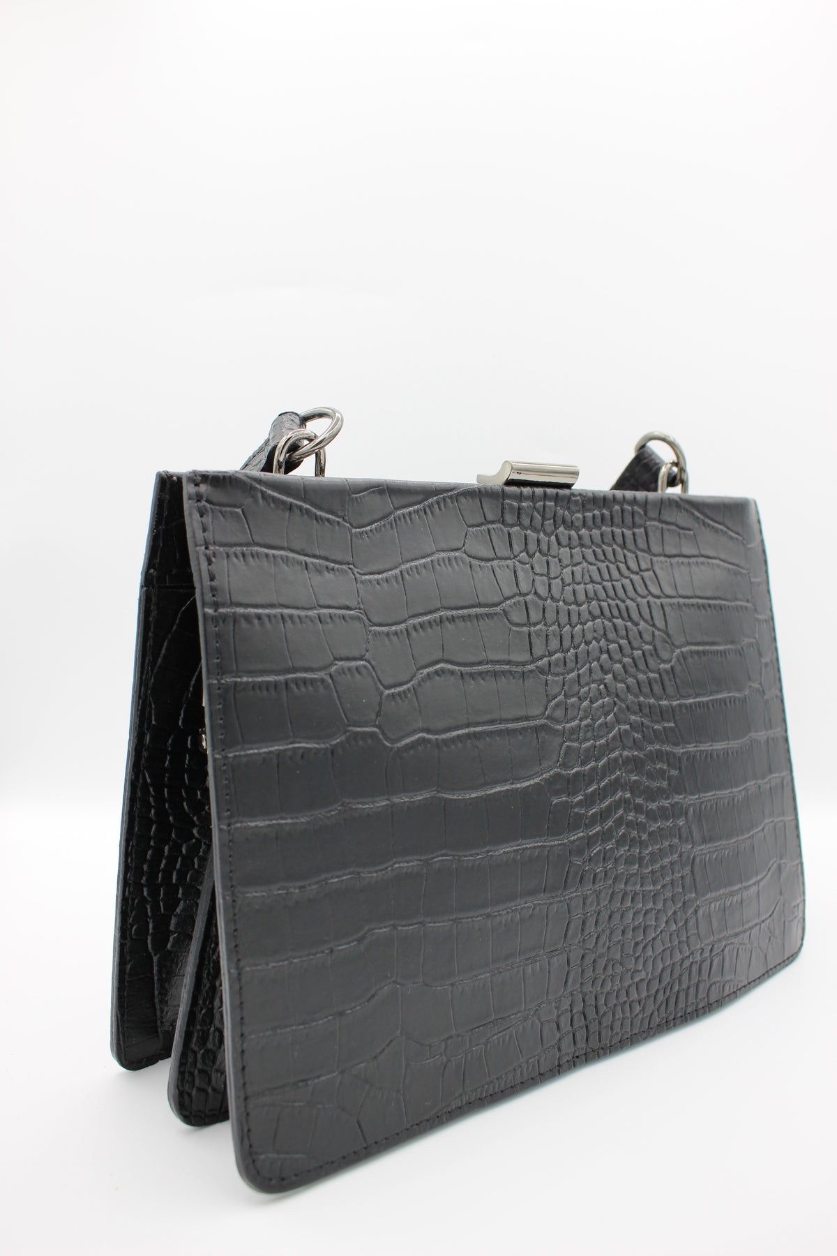 Amina Crocodile Embossed Leather Bag back view