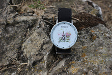 Load image into Gallery viewer, Bicycle floral silver watch