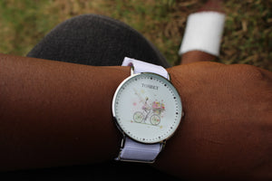 Bicycle floral silver watch