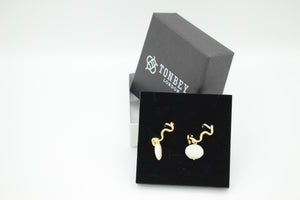 Giana natural pearl drop loop gold earrings in package