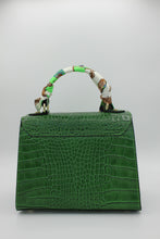Load image into Gallery viewer, Green Crocodile embossed leather bag back view