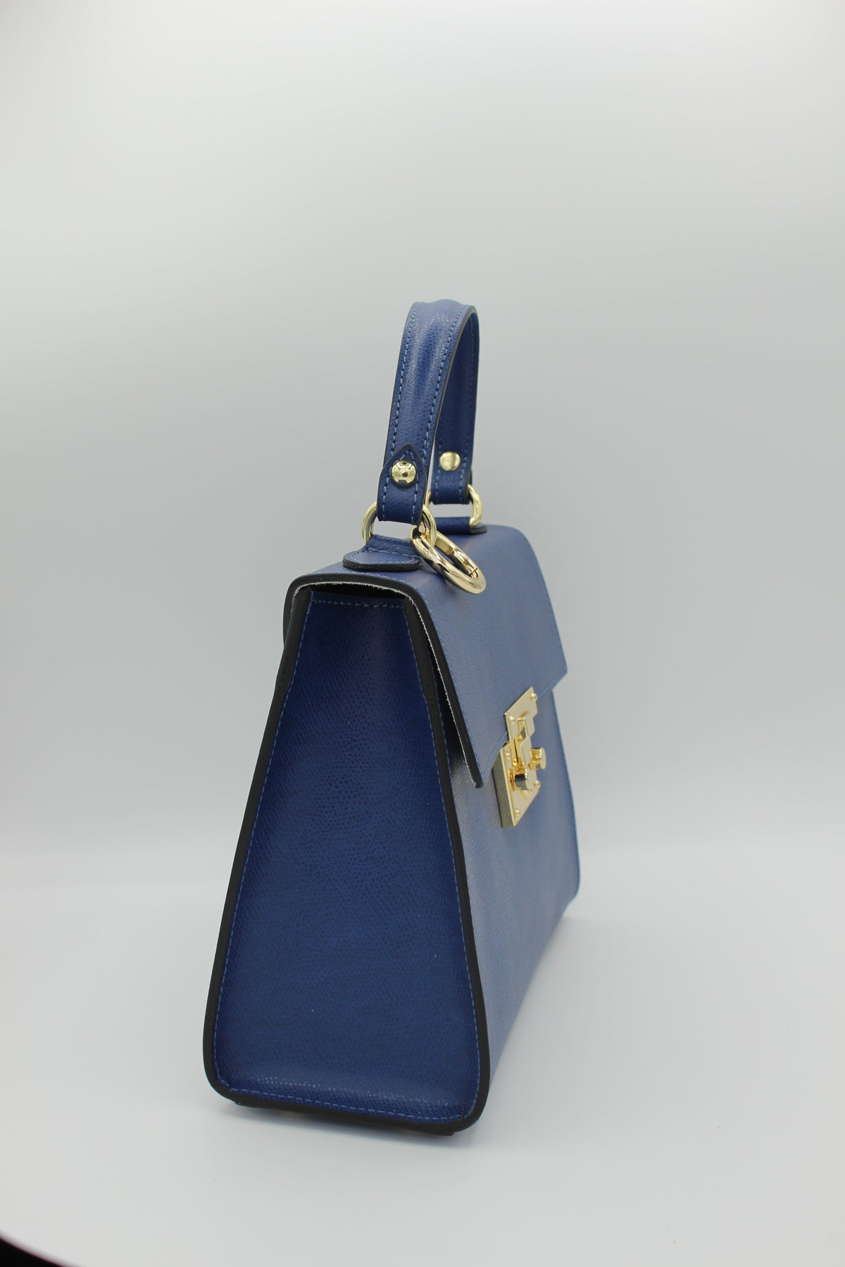 Blue Kelly Bovine Leather bag Side view