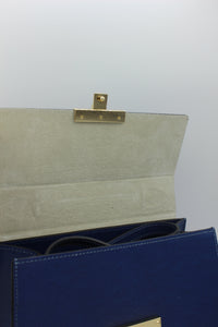 Blue Kelly Bovine Leather bag interior kid-suede material
