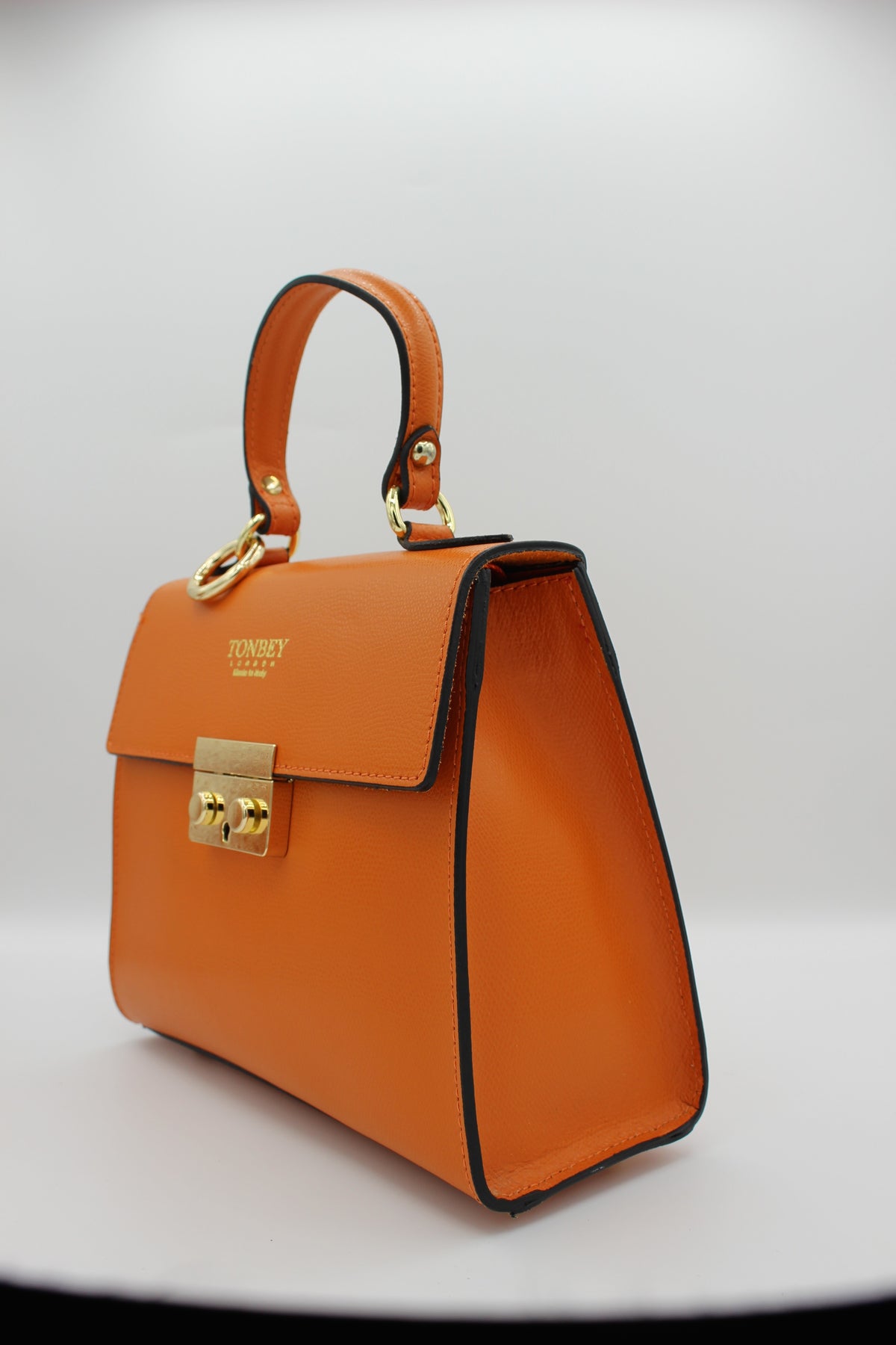 Orange Kelly Bovine Leather bag side view
