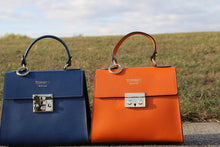 Load image into Gallery viewer, Kelly Midi Bovine Leather bags in blue and orange