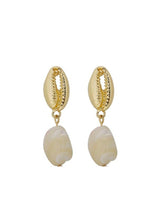 Load image into Gallery viewer, Shalom Pearl Drop Shell Earrings (gold)