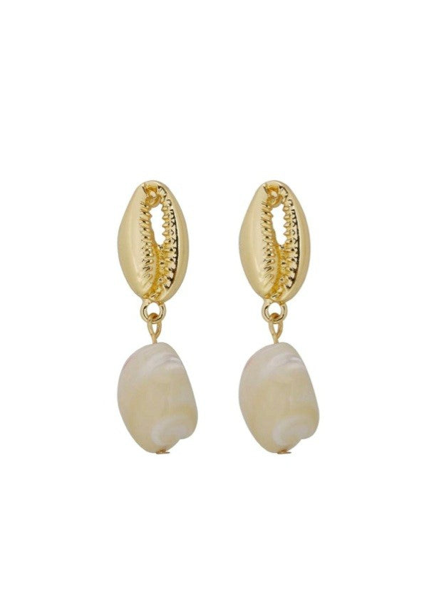 Shalom Pearl Drop Shell Earrings (gold)